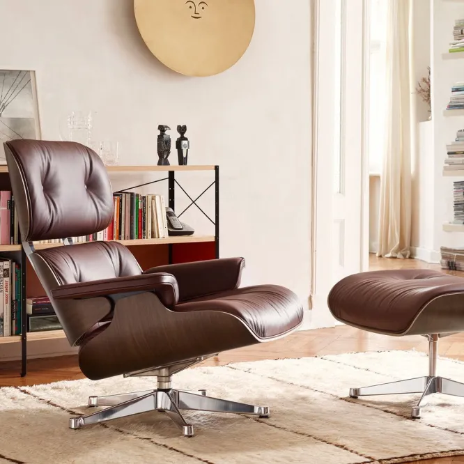 Fotel Eames Lounge Chair Skórzany Nero Vitra