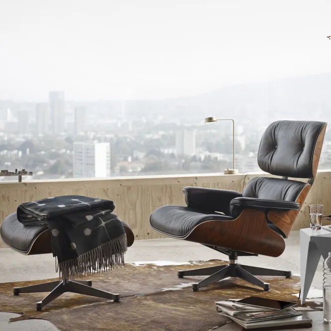 Fotel Eames Lounge Chair Skórzany Nero Vitra