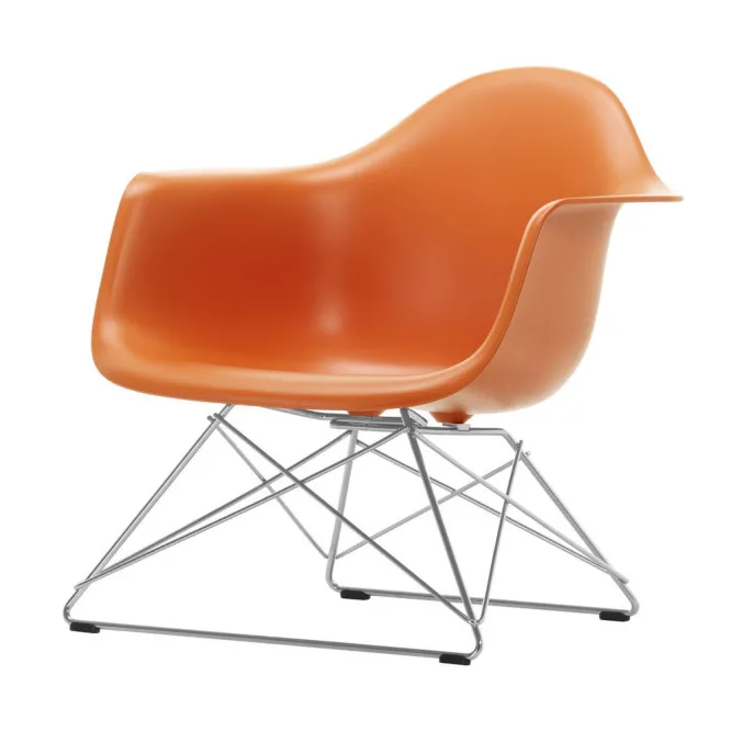 Fotel Eames Plastic Armchair Lar Pomarańczowy - Chromowana Podstawa Vitra