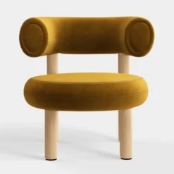 Fotel Fat Natural Wood - Gold Velvet Tom Dixon