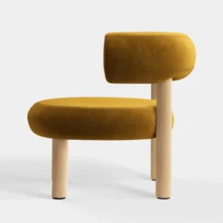 Fotel Fat Natural Wood - Gold Velvet Tom Dixon