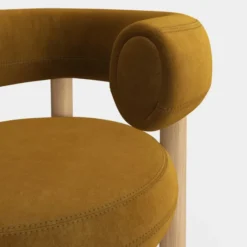 Fotel Fat Natural Wood - Gold Velvet Tom Dixon