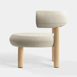 Fotel Fat Natural Wood - Pearl Velvet Tom Dixon