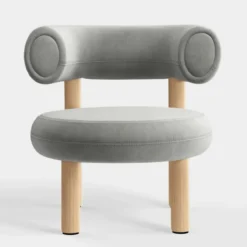 Fotel Fat Natural Wood - Silver Velvet Tom Dixon