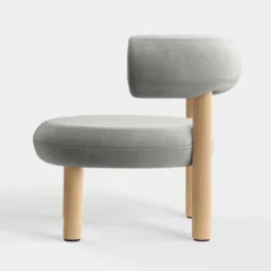 Fotel Fat Natural Wood - Silver Velvet Tom Dixon