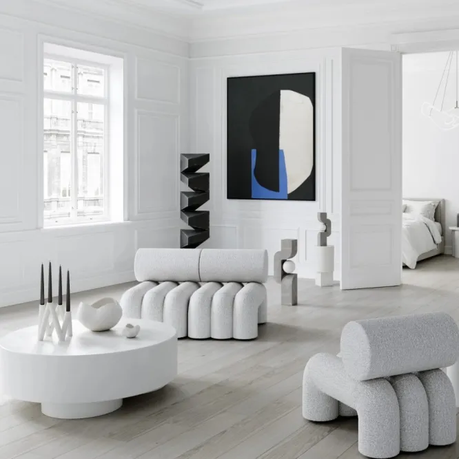 Fotel Foku Boucle Złamana Biel 101 Copenhagen