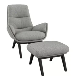 Fotel Michael Z Podnóżkiem Light Grey