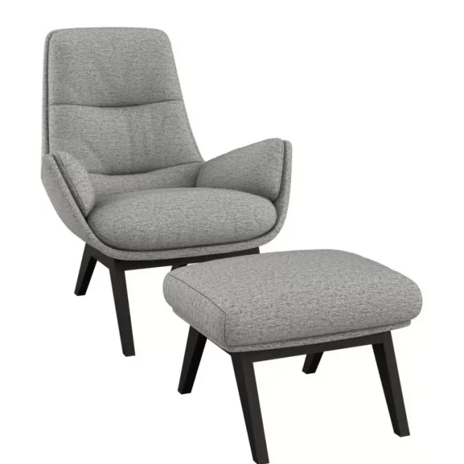Fotel Michael Z Podnóżkiem Light Grey