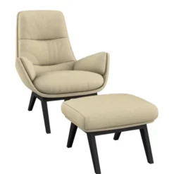 Fotel Michael Z Podnóżkiem Sandy Beige