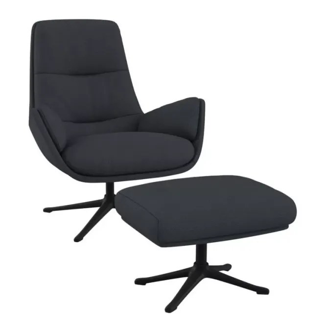 Fotel Obrotowy Michael Z Podnóżkiem Crown Blue
