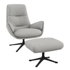 Fotel Obrotowy Michael Z Podnóżkiem Lunar Grey