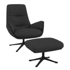 Fotel Obrotowy Michael Z Podnóżkiem Steel Grey