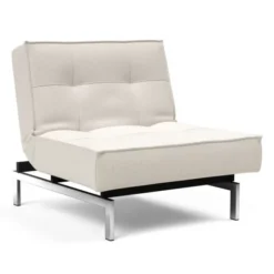 Fotel Rozkładany Splitback Boucle Off-White Chrom Innovation