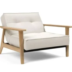 Fotel Rozkładany Splitback Frej Dąb Naturalny Boucle Off-White Innovation