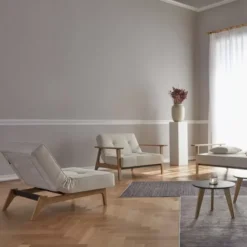 Fotel Rozkładany Splitback Frej Dąb Naturalny Boucle Off-White Innovation