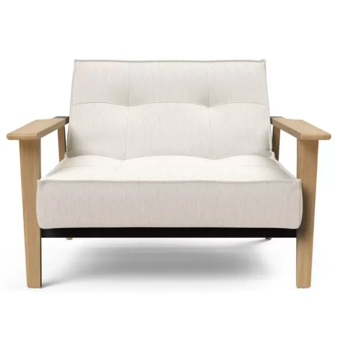 Fotel Rozkładany Splitback Frej Dąb Naturalny Boucle Off-White Innovation