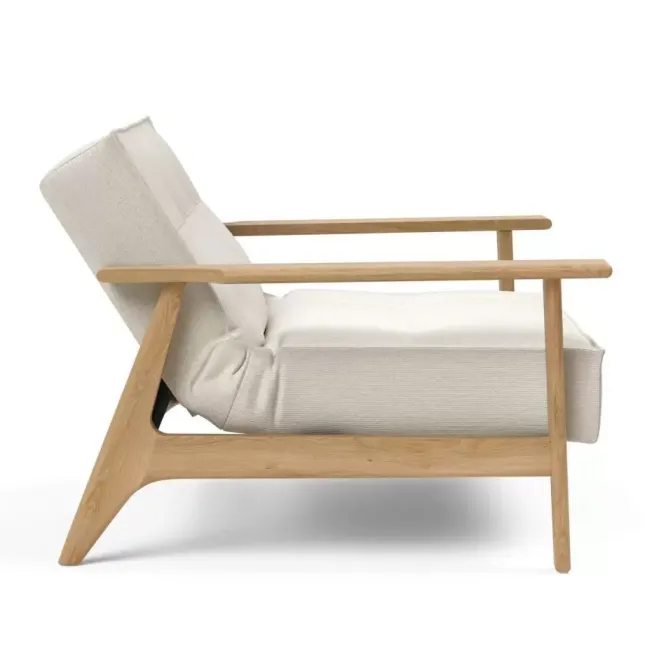 Fotel Rozkładany Splitback Frej Dąb Naturalny Boucle Off-White Innovation