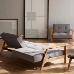 Fotel Rozkładany Splitback Frej Dąb Naturalny Dance Grey Innovation