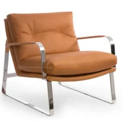 Fotel Shabby Skórzany Z Chromowanym Podłokietnikiem Conform