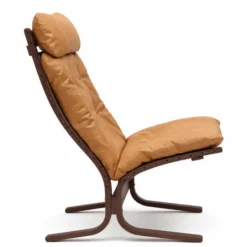 Fotel Siesta Classic High - Brązowa Skóra, Przydymiony Dąb Lk Hjelle