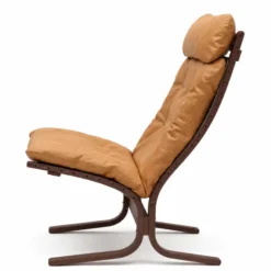 Fotel Siesta Classic High - Brązowa Skóra, Przydymiony Dąb Lk Hjelle