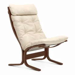 Fotel Siesta Classic High - Kremowa Skóra, Przydymiony Dąb Lk Hjelle