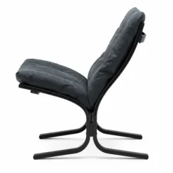 Fotel Siesta Classic Low - Antracytowa Skóra, Czarny Dąb Lk Hjelle
