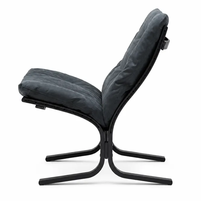 Fotel Siesta Classic Low - Antracytowa Skóra, Czarny Dąb Lk Hjelle