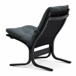 Fotel Siesta Classic Low - Antracytowa Skóra, Czarny Dąb Lk Hjelle