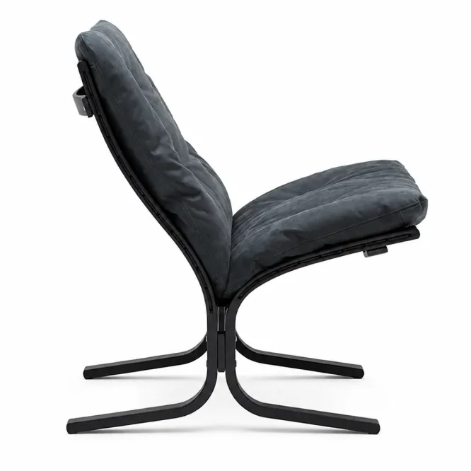 Fotel Siesta Classic Low - Antracytowa Skóra, Czarny Dąb Lk Hjelle