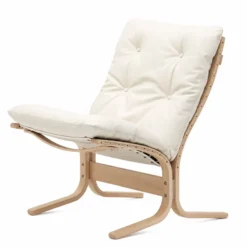 Fotel Siesta Classic Low - Biała Skóra, Naturalny Dąb Lk Hjelle