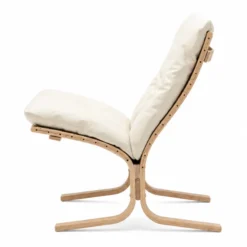 Fotel Siesta Classic Low - Biała Skóra, Naturalny Dąb Lk Hjelle