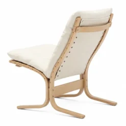 Fotel Siesta Classic Low - Biała Skóra, Naturalny Dąb Lk Hjelle