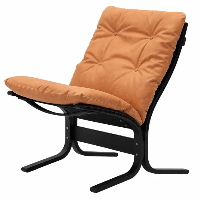 Fotel Siesta Classic Low - Brązowa Skóra, Czarny Dąb Lk Hjelle