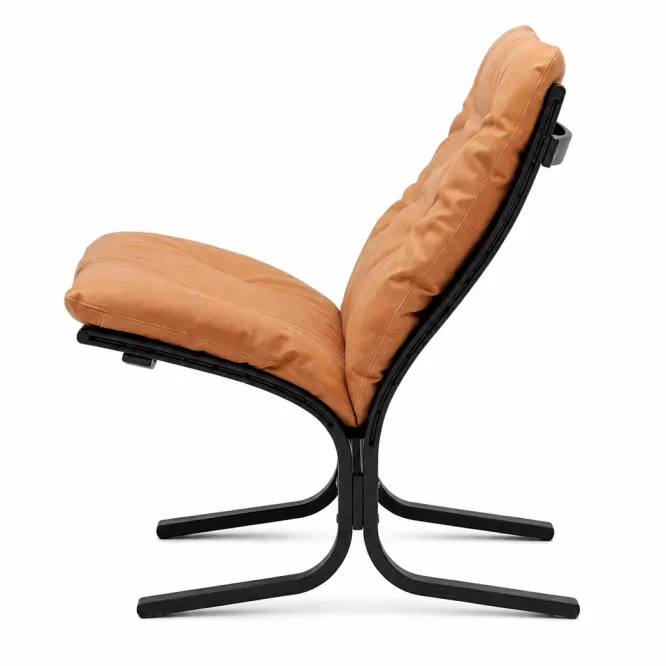 Fotel Siesta Classic Low - Brązowa Skóra, Czarny Dąb Lk Hjelle