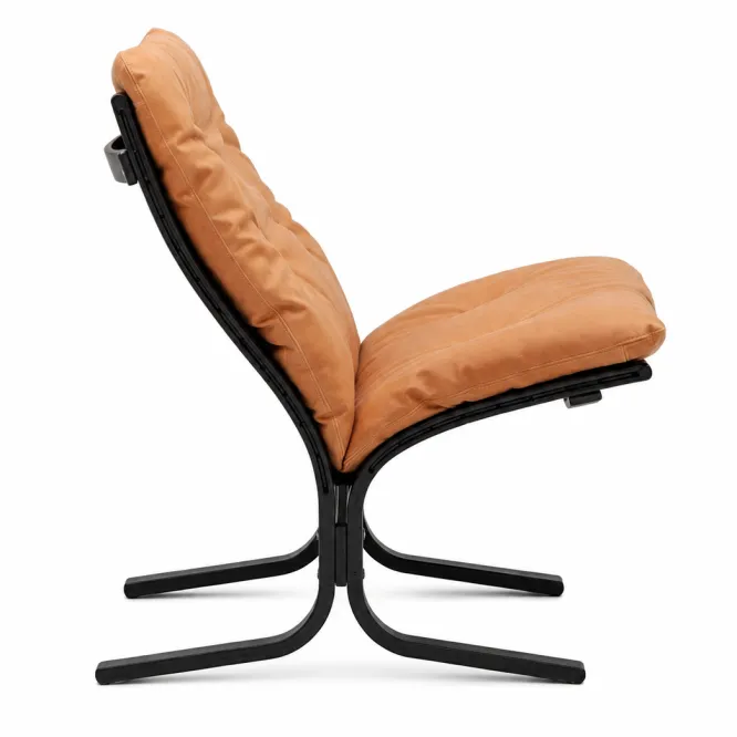 Fotel Siesta Classic Low - Brązowa Skóra, Czarny Dąb Lk Hjelle