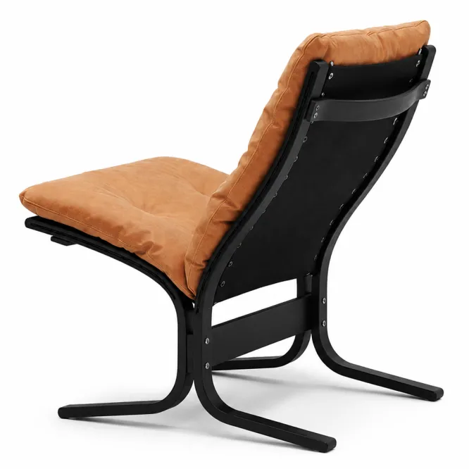 Fotel Siesta Classic Low - Brązowa Skóra, Czarny Dąb Lk Hjelle