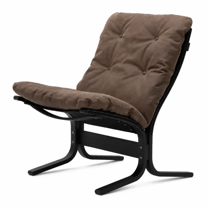 Fotel Siesta Classic Low - Ciemnobrązowa Skóra, Czarny Dąb Lk Hjelle