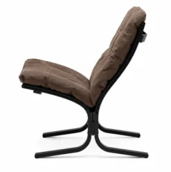 Fotel Siesta Classic Low - Ciemnobrązowa Skóra, Czarny Dąb Lk Hjelle