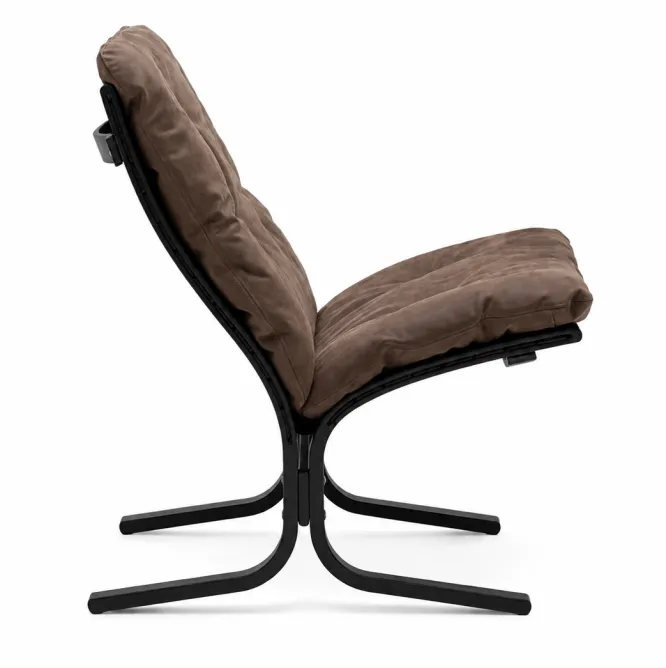 Fotel Siesta Classic Low - Ciemnobrązowa Skóra, Czarny Dąb Lk Hjelle