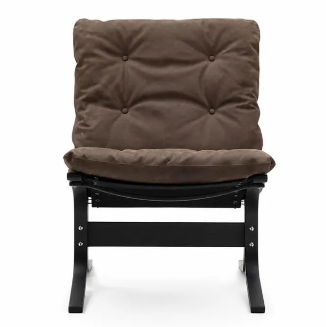 Fotel Siesta Classic Low - Ciemnobrązowa Skóra, Czarny Dąb Lk Hjelle