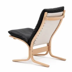Fotel Siesta Classic Low - Czarna Skóra, Naturalny Dąb Lk Hjelle