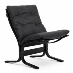 Fotel Siesta Classic Low - Czarna Skóra, Czarny Dąb Lk Hjelle