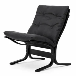 Fotel Siesta Classic Low - Czarna Skóra, Czarny Dąb Lk Hjelle
