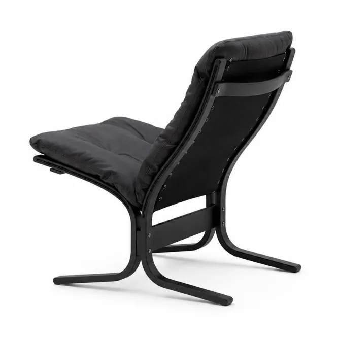 Fotel Siesta Classic Low - Czarna Skóra, Czarny Dąb Lk Hjelle