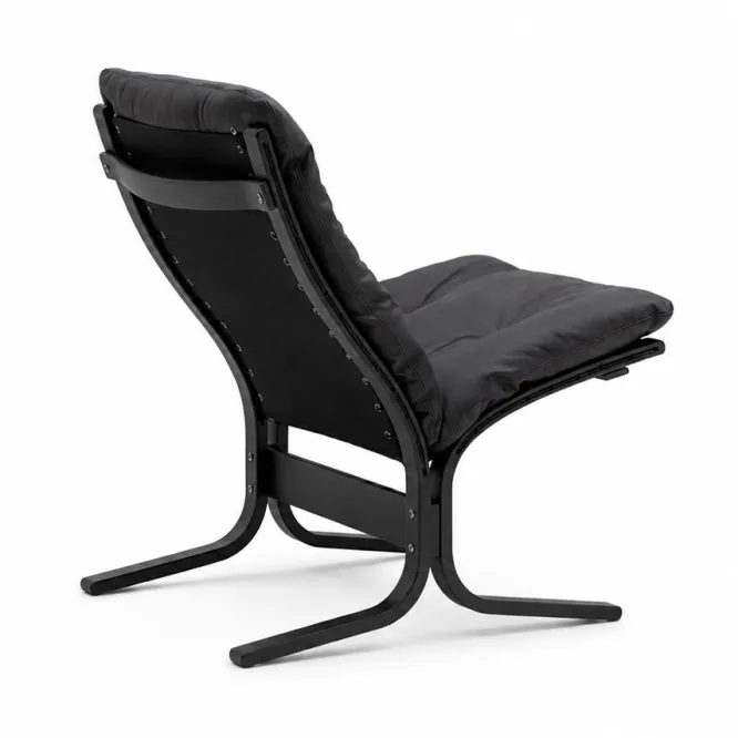 Fotel Siesta Classic Low - Czarna Skóra, Czarny Dąb Lk Hjelle