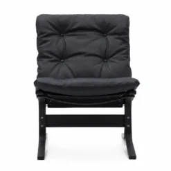Fotel Siesta Classic Low - Czarna Skóra, Czarny Dąb Lk Hjelle