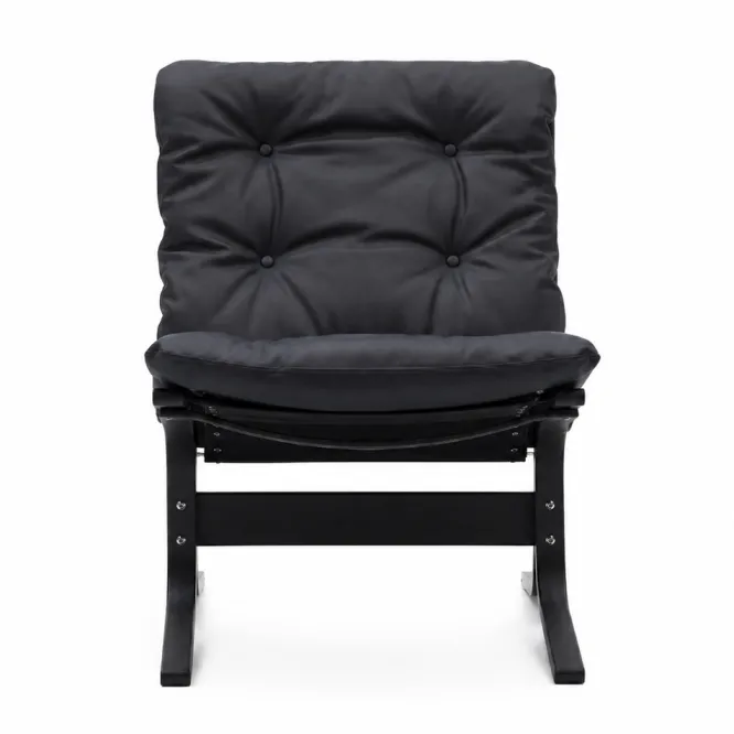 Fotel Siesta Classic Low - Czarna Skóra, Czarny Dąb Lk Hjelle
