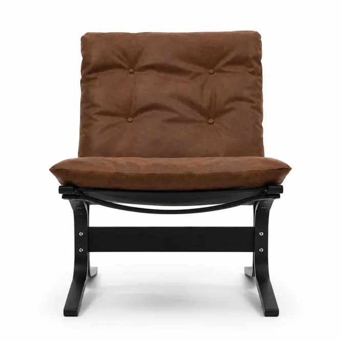 Fotel Siesta Classic Low - Koniakowa Skóra, Czarny Dąb Lk Hjelle