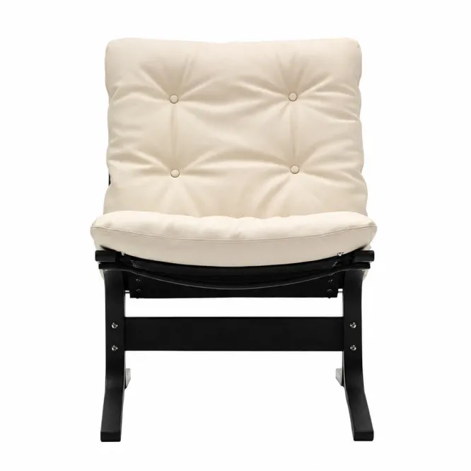 Fotel Siesta Classic Low - Kremowa Skóra, Czarny Dąb Lk Hjelle